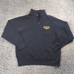 US Navy Sweater Adult Small Blue Naval Aviation Fleece Military Quarter Zip Men